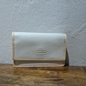 Coach‎ Cream and Tan Women's  Micro Acordian Wallet